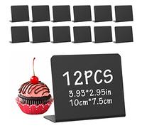 Mooshy 12 Pack Mini Chalkboard Signs Small Black Chalk Board Double Sided Mini Chalk Boards with Stands for Table Display Chalkboard Signs for Food Labels Party Table Decoration