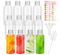 Mooshy 60ml Mini Plastic Bottles 12pcs Empty Spirit Shot Bottles With Silver Screw Caps for Alcohol Juices Water - Reusable Miniature