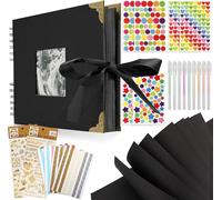 Mooshy Scrapbook Photo Albums DIY Memory Book Large Scrapbook Kit 80pages A4 Scrapbook with Pens Photo Corners Sticker Black Scrapbook for Gifts Perfect for Weddings, Travel, Baby Photo Albums