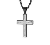 MOOSKI Men's Cross Necklace 316L Stainless Steel Jesus Christ Pendant Gold Plating Pendant CZ Diamond Crucifix Jewelry Rolo Chain for 24", Cubic Zirconia