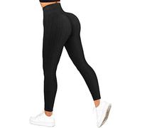 MOOSLOVER Seamless Butt Lifting Workout Leggings for Women High Waist Yoga Pants Compression Contour Tights, #1 Black-132, Medium