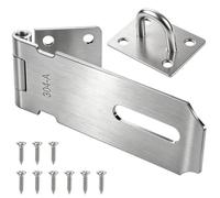 Moosswee 4 Inch Padlock Hasp Staple with Screws, 304 Stainless Steel Silver | Clasp Lock Hasp and Staple Latch Lock Shed Latch Door Hasp for Doors Bedroom Sheds Fence& Pets Cabinet Drawer Indoor outdoor