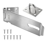 Moosswee 5 Inch Padlock Hasp Staple with Screws, 304 Stainless Steel Silver | Clasp Lock Hasp and Staple Latch Lock Shed Latch Door Hasp for Doors Bedroom Sheds Fence& Pets Cabinet Drawer Indoor outdoor