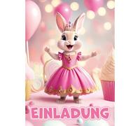 Moosthaler Invitation Cards Children's Birthday Girls - Princess Rabbit in Pink & Pink - Cute Invitation Children's Birthday Girl - Magical Princess Motif - Pack of 12