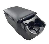 MOOSUN Universal Contractor Truck Seat/Bench Center Console, Organizer & Storage with Adjustable Cup Holder, Clip Board & Padded Armrest Top Cover, Black