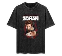 Mootaa Men's Women's Washed Vintage T Shirt You Don't Mess with The Zohan Unisex Antique Wash T-Shirts Black L