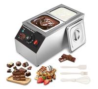 MOOTACO Chocolate Tempering Machine,Commercial Chocolate Heater Liquid Warmer,Stainless Steel 2 Tanks Melting Pot Electric Chocolate Warmer Machine with 2x1/6 GN Pans,for Home and Restaurants Use
