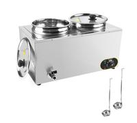 MOOTACO Commercial Bain Marie,9Lx2 Stainless Steel Electric Food Warmer 1500W with Temperature Control, Lids, Drain Tap, Containers