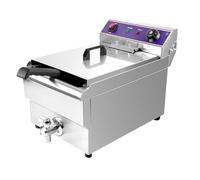 MOOTACO Commercial Deep Fryer,17L Electric Fryer with Drain Tap,Stainless Steel Fryer with Thermostatic Control,Large Tank with Lids&Basket for Home Restaurant Kitchen
