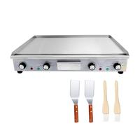 MOOTACO Commercial Electric Griddle,66cm Countertop Flat Top Griddle with Timer,2200W x 2 Teppanyaki Stainless Steel Grill with Dual Temperature Control