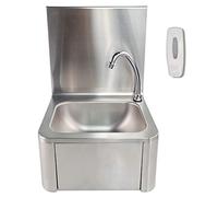 MOOTACO Commercial Kitchen Knee Operated Stainless Steel Hand Wash Sink Includes Tap and Splashback 40x32x57cm