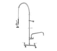 MOOTACO Commercial Kitchen Pre-Rinse Spray Tap,Wall-Mount Double Center Pedestal Pre-Rinse Kitchen Faucet,Flexible Spring Neck,Pull Out Flexible Hose Spray Tap for Sink Kitchen Tap