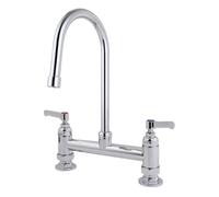 MOOTACO Commercial Kitchen Tap,7" Brass Dual Temperature Faucet,Adjustable Foot Kitchen Sink Faucet with 6" Swing Nozzle