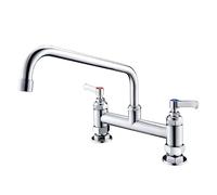 MOOTACO Commercial Kitchen Tap,7" Brass Dual Temperature Faucet,Adjustable Foot Kitchen Sink Faucet with 12" Swing Nozzle