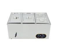 MOOTACO Electric Bain Marie 1500W Food Warmer Stainless Steel Steam Table Temperature Control for Catering and Restaurant, GN 1/3x2, 1/6x2 Pans with Lids