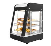 MOOTACO Food Warmer Cabinet Warmer,3-Tier Commercial Hot Food Display Pastry Warmer,Temperature range 0-85 °C,900W Pizza Warmer Hardened Glass Countertop Heated Warming
