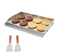 MOOTACO Stainless Steel Griddle Plate,58x37cm Side Burner BBQ Plancha,Flat Top Griddle Plate with Handle,Tripple Burner Stove Griddle for Outdoor Triple Burner Stove Gas Grill