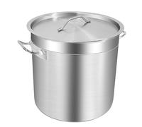MOOTACO Stainless Steel Stock Pot with Fitted Cover,Tri-Ply Composite Bottom, Silver (17-50L) (17 Litre with Lid)