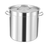 MOOTACO Stainless Steel Stock Pot with Fitted Cover,Tri-Ply Composite Bottom, Silver (17-50L) (36 Litre with Lid)