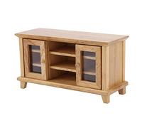 Mootea Dollhouse Cabinet, 1/12 Scale Dollhouse Storage TV Cabinet Model Miniature Mini Wooden Furniture Children Gift (Wood Color)