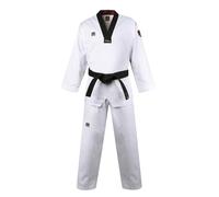 MOOTO Korea Taekwondo Basic 5 (BS5) Standard Uniform [Black V-Neck] WT Dobok, White Uniform With Black V-neck, 150 (Height : 150~159cm)(4.92~5.22ft)
