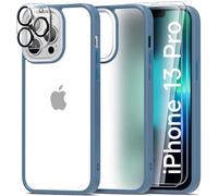 Mootobo 4 in 1 Designed for iPhone 13 Pro Case Built-in 2 Screen Protector and Lens Protector, 10FT Military Grade Drop Protection Case with Anti-Fingerprint Matte Back 6.1 inch - Blue