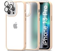 Mootobo 4 in 1 Designed for iPhone 13 Pro Case Built-in 2 Screen Protector and Lens Protector, 10FT Military Grade Drop Protection Case with Anti-Fingerprint Matte Back 6.1 inch - Pink