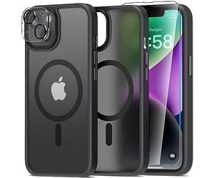 Mootobo 5 in 1 Magnetic Case for iPhone 14/13, Built-in 2 Screen + 2 Camera Protectors, Compatible with MagSafe Accessories - Military-Grade Protection - Black