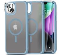 Mootobo 5 in 1 Magnetic Case for iPhone 14/13, Built-in 2 Screen + 2 Camera Protectors, Supports MagSafe Accessories, Military-Grade Protection - Blue