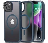 Mootobo 5 in 1 Magnetic for iPhone 14 Case/iPhone 13 case, Built-in 2 Screen Protector + 2 Camera Protector, Support MagSafe Accessories Military-Grade Protection Case - Deep Blue