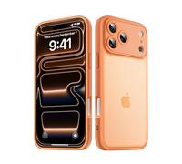 Mootobo Designed for iPhone 17 Pro Case with Camera Lens Full Cover Protection, 10FT Military Grade Drop Protection Phone Case with Anti-Fingerprint Matte Back 6.3 inch - Orange