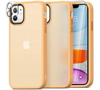 Mootobo for iPhone 11 Case Built-in 2 HD Screen Protectors and HD Lens Protector, Anti-Fingerprint Matte Back 10FT Military Grade Drop Shockproof Phone Case for iPhone 11 6.1 inch - Yellow