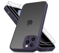 Mootobo for iPhone 11 Pro Max Case, 3 in 1 [Full Camera Protection] with 2 Screen Protector,Translucent Matte Back Slim Shockproof Phone Cover for iPhone 11 Pro Max 6.5 inch - Deep Purple
