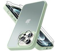 Mootobo for iPhone 12 Pro Max Case, 4 in 1 [Military-Grade] Shockproof Phone Bumper Cover, built-in 2 HD Screen Protector +1 HD Lens Protector for 12 Pro Max 6.7 inch - Apple Green