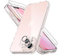 Mootobo for iPhone 13 Case, 4 in 1 [Mil-Grade Shockproof Defense] with 2 Screen Protector+1 Lens Protector,Translucent Matte Back Slim Shockproof Phone Cover for iPhone 13 6.1 inch - Clear