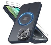 Mootobo for iPhone 14 Plus Case 4 in 1 Strong Magnetic with 2 Screen Protector + 1 Camera Protector, Support MagSafe Accessories, Military-Grade Protection Case for iPhone 14 Plus 6.7 inch- Deep Blue