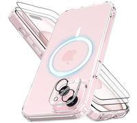 Mootobo for iPhone 15 Case 4 in 1 Strong Magnetic with 2 Screen Protector and Lens Protector Compatible with MagSafe Accessories, Anti-Scratch Matte Back Slim Shockproof Phone Case 6.1 Inch, Clear