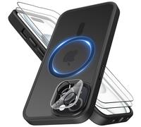 Mootobo for iPhone 15 Case 4 in 1 Strong Magnetic with 2 Screen Protector and Lens Protector Compatible with MagSafe Accessories, Anti-Scratch Matte Back Slim Shockproof Phone Case 6.1 Inch, Black