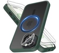 Mootobo for iPhone 15 Case 4 in 1 Strong Magnetic with 2 Screen Protector and Lens Protector Compatible with MagSafe Accessories, Anti-Scratch Matte Back Slim Shockproof Phone Case 6.1 Inch, Green