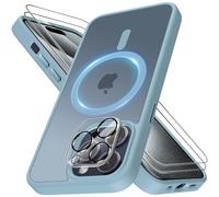 Mootobo for iPhone 15 Pro Max Case Compatible, Strong Magnetic Case with 2 Screen Protector and Lens Protector, Anti-Scratch Matte Back Slim Shockproof Phone Case 6.7 Inch, Blue