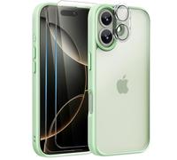 Mootobo for iPhone 16 Case, 4 in 1 Phone Case with 2 Screen Protectors + 1 Lens Protector, 10FT Military Grade Drop Protection Case with Anti-Fingerprint Matte Back 6.1 inch - Apple Green