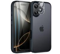 Mootobo for iPhone 16 Plus Case, 4 in 1 Phone Case with 2*Screen Protector + 1*Lens Protector, 10FT Military Grade Drop Protection Case with Anti-Fingerprint Matte Back 6.7 inch - Deep Blue
