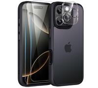 Mootobo for iPhone 16 Pro Case, 4 in 1 Phone Case with 2*Screen Protector + 1*Lens Protector, 10FT Military Grade Drop Protection Case with Anti-Fingerprint Matte Back 6.3 inch - Deep Purple
