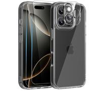 Mootobo for iPhone 16 Pro Max Case, 4 in 1 Phone Case with 2*Screen Protector + 1*Lens Protector, 10FT Military Grade Drop Protection Case with Anti-Fingerprint Matte Back 6.9 inch - Clear