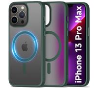 Mootobo Super Magnetic Designed for iPhone 13 Pro Max Case,Supprot MagSafe Accessories, Smooth Back Grippy Edge Military Grade Protective Slim Case for iPhone 13 Pro Max 6.7 inch - Deepgreen