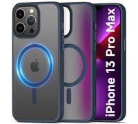 Mootobo Super Magnetic Designed for iPhone 13 Pro Max Case,Supprot MagSafe Accessories, Smooth Back Grippy Edge Military Grade Protective Slim Case for iPhone 13 Pro Max 6.7 inch - Deepblue