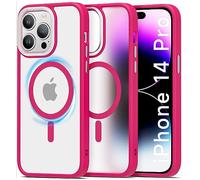 Mootobo Super Magnetic Designed for iPhone 14 Pro Case, Compatible with MagSafe Accessories, Smooth Back Grippy Edge Military Grade Protective Slim Case for iPhone 14 Pro 6.1 inch - Rose Red