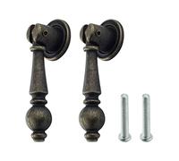 MOOTVGOO 2 Pack Vintage Cabinet Tear Drop Pull Knobs, 58 x 20MM/2.28 x 0.79Inch Decorative Antique Bronze Zinc Alloy Pendant Pulls with Matchable Screws for Cabinet Drawer Closet Dresser Furniture