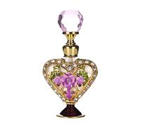 MOOTVGOO 5ML Glass Perfume Bottle Fragrance Container | Vintage, Heart-Shaped, Empty, Refillable, Mini, Decorative, with Diamond, for Essential Oil, Home Decor, Lady Wedding Gift