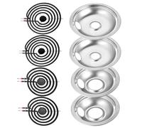 MOOTVGOO W10278125 W10196405 W10196406 Electric Stove Chrome Drip Pans, MP22YA Electric Range Burner Element Unit Set Replacement for Whirlpool Kenmore Amana Range Oven Stove